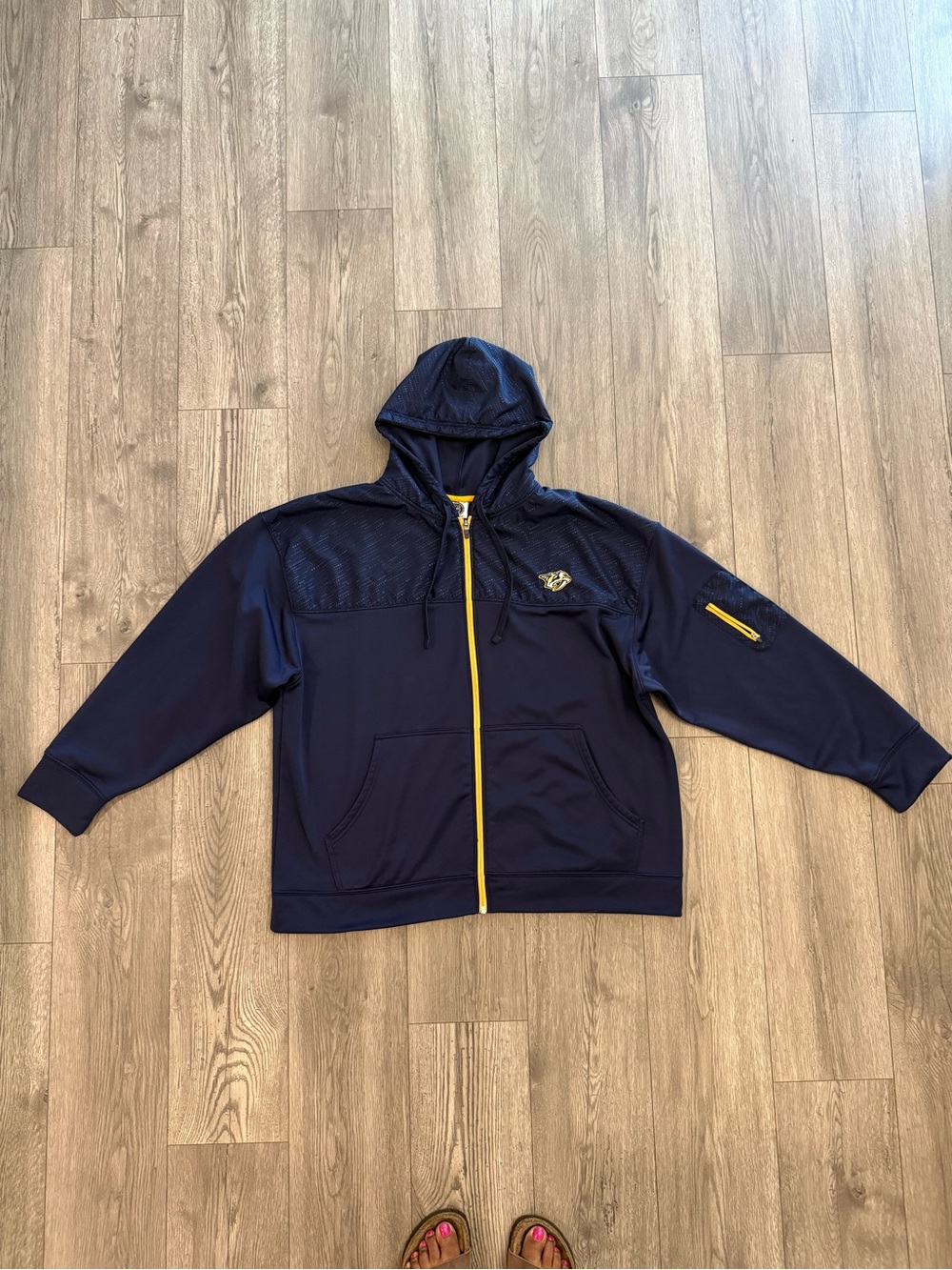 Nashville Predators NHL Navy Blue Yellow Full Zip Hooded Men’s 2XL Hoodie Jacket